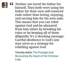 an image of a quote with the words,'never son loved the father himself they both were using the father for their own self - centered ends rather than loving