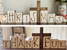 wooden blocks that spell out the word christmas