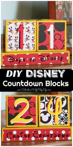 some blocks that are made to look like disney's numbers and numbers on them