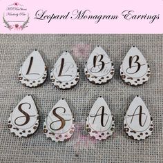 Maple Leopard Monogram Earring Blanks- All Letters Available ~ Blanks are sold as a pair Option to purchase all 26 pair as a complete set Size:   1.750 inches tall 1.250 inches wide Cut from Maple Wood.  You have the option to wear as is, or you could paint or stain them.