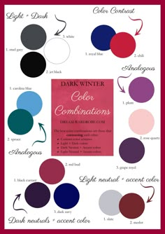 Dark Winter Color Palette and Wardrobe Guide – Dream Wardrobe Toned Winter Color Palette Outfits, Moonlit Winter Color Palette, Pure Winter Color Palette, Bright Winter Color Combinations, Cool Winter Outfits Palette, True Winter Color Palette Outfits, Cool Winter Color Palette Outfits, Cool True Winter, True Winter Outfits