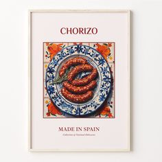 the cover of chorizzo made in spain, featuring sausages on a plate