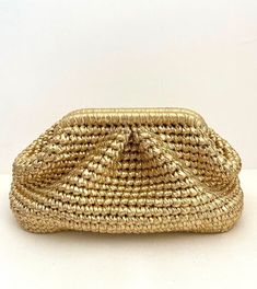 🌟 Gold Metallic  Elegant Pouch Bag, Evening Knitting Bag, Handmade Crochet Clutch Bag, Wedding  Clutch  ✅Evening Knitting Pouch Bag, Timeless and high quality handmade crochet product  ✅A stylish women's accessory for daily use, special occasions, invitations, evenings! The party season (Valentine's day) has begun and this bag will be an excellent choice🤩 you will shine like a star ✅There is a removable hanger option (contact) ✅Luxury gold metallic leather rope is used. ✅Satin liner or cotton Elegant Pouch, Raffia Clutch, Crochet Clutch Bags, Clutch Bag Wedding, Designer Clutch Bags, Handmade Clutch, Knitting Bag, Crochet Clutch, Wedding Clutch