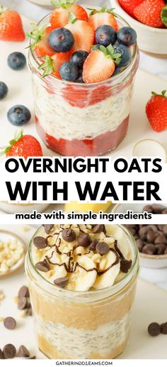 overnight oats with water made with simple ingredients