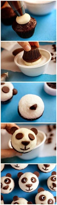 the process of making panda face cookies