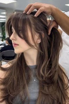 Are you looking for wispy curtain fringe inspo for your long hair? Find out how your hair color and type would look with wispy bangs. #curtain #bang #ideas Wispy Curtain Fringe, Makeup Korea, Haircuts For Long Hair With Layers, Hair Inspiration Long, Curtain Fringe, Round Face Haircuts, Fringe Hairstyles, روتين العناية بالبشرة, Haircuts For Medium Hair