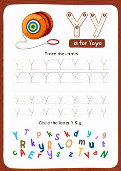 the letter y is for yoyo handwriting worksheet with an upper and lower case