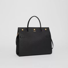 Medium Leather Title Bag in Black - Women | Burberry United States Burberry The Beat, Burberry Gifts, Burberry Purse, Plaid Tote Bag, Burberry Tote, Plaid Tote, Flat Booties, Vintage Tote Bag, Burberry Vintage