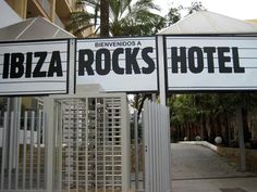 there are two signs that say ibiza rocks hotel