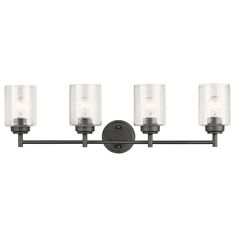 Kichler Winslow 4 Light Vanity Light Vanity Lighting Over Mirror, Bronze Vanity Light, Bronze Vanity Lighting, Black Vanity Light, Contemporary Vanity, Contemporary Bathroom Vanity, Kichler Lighting, Bath Vanity Lighting, Bath Light