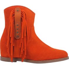 Kayce Orange Suede Hidden Wedge Fringe Booties (DS) - Lil Bee's Bohemian Short Cowgirl Boots, Brown Western Boots, Ankle Cowboy Boots, Leather Cowgirl Boots, Side Fringe, Bow Boots, Western Ankle Boots, Fringe Booties, Leather Western Boots