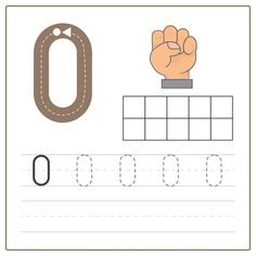 the letter o worksheet with an image of a hand