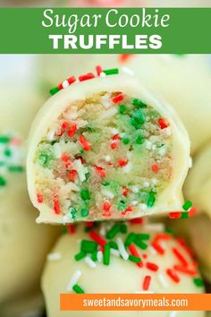 a sugar cookie truffle cut in half