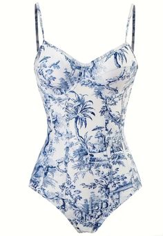 Summer Bodysuits, Print Chiffon Dress, Print Swimwear, Beach Skirt, Costume Intero, Blue Swimsuit, Womens Bathing Suits, Mode Inspo