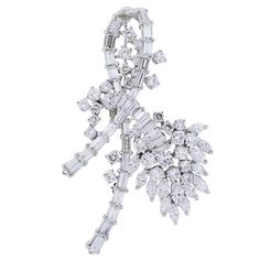 Natural 6.0 Carat Diamond Vintage Platinum Brooch In Stock This Natural 6.0-carat diamond Vintage Platinum Brooch is a breathtaking piece, now in stock. Showcasing 6 carats of dazzling diamonds set in elegant platinum, this vintage brooch epitomizes timeless beauty and sophistication. Perfect for any occasion, it’s a must-have for collectors and jewelry lovers alike. Style: Platinum 6 Carat Diamond Vintage Brooch Pin Material: Platinum Diamond Details: There are approximately 6.0 carats of Baguette cut, Round Brilliant cut, and Marquise cut diamonds. The diamonds are approximately F/G in color and approximately VS in clarity. Clasp: Pin stem & secure closure Pin Measurements: 2.25" x .65" x 1.37" Total Weight: 20.5g (13.2dwt) Additional Details: This item comes with a presentation box! SKU Argentium Silver Jewelry, Round Diamond Setting, Circle Diamond, Diamond Brooch, Diamond Star, Art Deco Diamond, Antique Diamond, Pear Shaped Diamond, Vintage Jewels