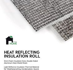 an advertisement for heating insulation roll with the words heat reflecting insulation roll written below it