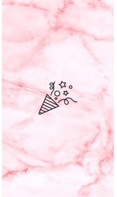 a pink marble background with a birthday hat drawn on it