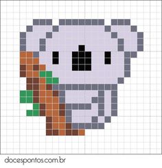 a cross stitch pattern with an image of a koala