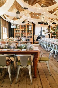 the tables are set up for an event