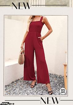 Smocked Wide Leg Jumpsuit Rompers with Pockets Solid Jumpsuits And Rompers With Smocked Bodice For Beach, Casual Sleeveless Jumpsuits And Rompers With Smocked Bodice, Solid Color Jumpsuit With Smocked Bodice For Beach, Solid Jumpsuit With Smocked Bodice For Beach, Beach Jumpsuit With Smocked Bodice, Sleeveless Solid Jumpsuits And Rompers With Smocked Bodice, Solid Color Sleeveless Jumpsuit With Smocked Bodice, Solid Sleeveless Jumpsuit With Smocked Bodice, Casual Smocked Bodice Jumpsuits And Rompers