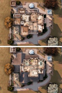 two views of the same house from above