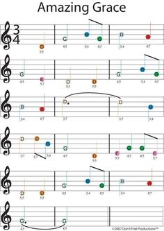 an image of the guitar chords for amazing grace, with notes and notations on it