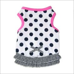 Mary Jane Tank Dog Dress - Black & White Polka Dots Pink Mary Jane Dress, Designer Dog Clothes, Dog Clothes Patterns, Dog Boutique, Pet Dress, Black Tank Dress, Jane Dress, Plaid Bow, Puppy Clothes