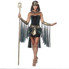 Nwt Eye Candy Egyptian Goddess Deluxe Costume Women’s Sz Xl (12-14) Set Includes Dress, Glovettes, Belt, Headpiece And Collar. Staff Is Not Included. Per Package, Xl Measures Bust 42"; Waist 33"; Hips 43"; Height 68"; Weight Up To 170 Lbs Unused But I Did Take Everything Out To Make Sure All Pieces Were There. Egyptian Goddess Costume, Goddess Outfit, California Costumes, Goddess Costume, Diy Kostüm, Egyptian Goddess, Queen Dress, Dress Up Costumes, Adult Halloween Costumes