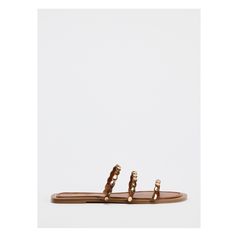 Flat sandals. Triple straps with metal detail. Heel height: 0.4 inches (1 cm) Slider Sandals, Metal Detail, Beauty Sale, Flat Sandals, Women's Shoes Sandals, Bags Women, Metallica, Womens Sandals, Shoes Sandals