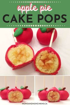 apple pie cake pops with apples cut in half