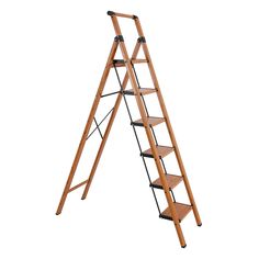 a wooden ladder with shelves on the bottom and one section open to allow people to climb up