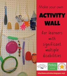 a peg board with magnets, scissors and other crafting supplies on it that says make your own activity wall