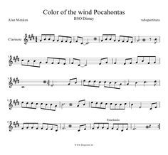 sheet music with the words color of the wind pocahontass