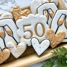 decorated cookies with the number 50 on them