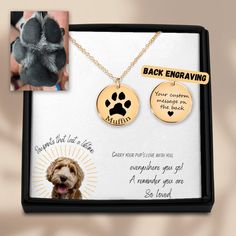 ✨ **More Than Just a Necklace... Jewelry with Eternal Emotional Value** ✨ Wrap yourself in the warmth of your Goldendoodle's love with our personalized Dog Name Necklace, crafted especially for those who know the joy and playfulness this breed brings. This custom piece captures the heart of your curly-coated companion, keeping their spirit close to yours in a timeless design. Whether you're celebrating your Goldendoodle's vibrant personality or creating a heartfelt memorial, this necklace is the Mother's Day Gold Paw Print Jewelry, Paw Print Round Pendant Jewelry As Gift, Paw Print Round Pendant Jewelry For Gift, Silver Paw Print Jewelry For Personalized Gift, Pendant Necklace With Paw Print For Gift, Paw Print Pendant, Pet Keepsake, Personalized Dog Gift, Yorkie Lovers