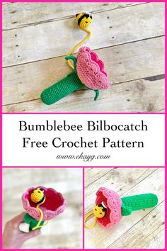 crochet bumblebee brooch free pattern with instructions to make it in the shape of a flower