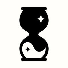 an hourglass with a star on the top is shown in this black and white image