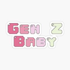 the text gen baby in pink and green stickers