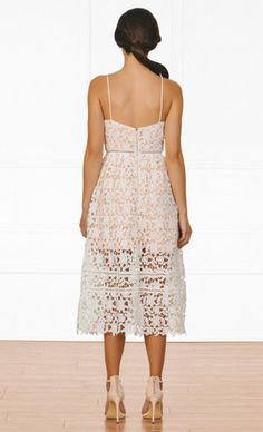 Indie XO Sweet Tea White Cut Out Lace Spaghetti Strap V Neck Midi Dress Date Night Midi Dress With Delicate Straps, Chic Midi Lace Dress With Lace Patchwork, Chic Midi Length Lace Dress With Patchwork, Chic Midi-length Lace Dress With Patchwork, Chic Lace Midi Dress With Patchwork, Spring Lace Midi Dress, Spring Midi Lace Dress, Lace Midi Dress With Lace Bodice For Date Night, Feminine Midi Dress With Lace Bodice