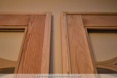 two wooden doors are shown side by side with the same wood grain on each door