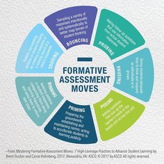 a circular diagram with the words formative assignment moves in different colors and sizes on it