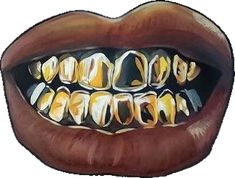 an image of a mouth with braces and teeth painted on it's sides