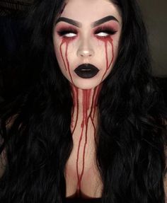 Gory Vampire Makeup, Banshee Halloween Costume, Demonic Nun Makeup, Possessed Halloween Costume, Evil Nurse Makeup, Demon Nun Makeup, Female Demon Cosplay, Halloween Maid Makeup, Possessed Nun Makeup