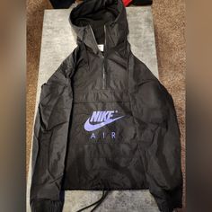 Questions? Leave A Comment Below! A3 Nike Functional Black Windbreaker, Nike Black Windbreaker With Double-lined Hood, Sporty Nylon Windbreaker With Double-lined Hood, Nylon Windbreaker With Double-lined Hood For Sports, Nylon Half-zip Windbreaker With Adjustable Hood, Nike Purple, Purple Black, Nike Jacket, Purple And Black