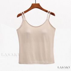 Lasaky - Coconut Oil Infused Camisole with Removable Padded Bra and Thin Cups - All-In-One Innerwear and Outerwear Top for Home Comfort Pleated Crop Top, Home Comfort, Padded Bra, Coconut Milk, Silk Blouse, Types Of Collars, Chiffon Tops, Coconut Oil, All In One