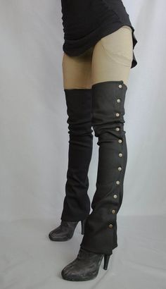 Stretch twill Dragoon leggings by Crossfox on Etsy: Diy Vetement, Steampunk Costume, Steampunk Fashion, Fantasy Fashion, Character Outfits, Thigh High Boots, Costume Design, Leg Warmers, Diy Fashion