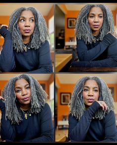 Gray Locs Black Women, Long Micro Locs, Gray Locs, Locs Black Women, 4c Hair Growth, Sisterlocks Styles, Micro Locs, Sister Locs, Short Locs Hairstyles