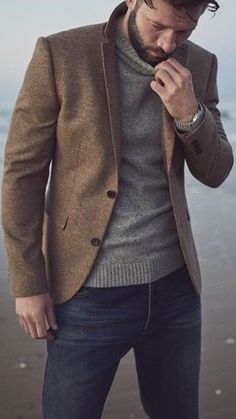 Blazer Outfits Men, Mens Business Casual Outfits, Smart Casual Men, Stylish Men Casual, Brown Blazer, Winter Outfits Men, Mens Fashion Casual Outfits, Smart Casual Outfit, Mens Casual Dress