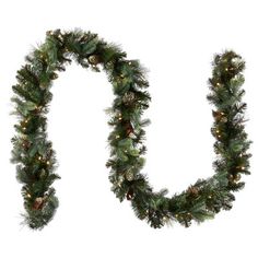 the letter u is decorated with pine cones and lights