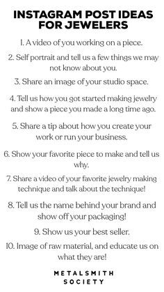 an instagram post with the words instagram posts for jewelers on it and instructions to